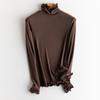Suéter Térmico de Punto de Seda de Morera con Cuello Alto para Mujer, Camiseta Básica de Canalé con Forro Polar, Top Interior Adelgazante, Camiseta para Otoño e Invierno Nueva Colección