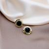 Colección de Aretes Colgantes Cuadrados Negros Vintage Aguja de Plata Perla de Aceite Estilo Hong Kong Exquisitos Aretes Geométricos de Diamantes Aretes Colgantes