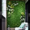 Planta Verde Parede de Plantas Varanda Decoração de Fundo Criativa Folhas Verdes Falsas Gramado Artificial Imagem de Transmissão ao Vivo Parede de Flores Artificiais