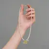 Colar com Pingente de Pônei em Pérolas Redondas Pequenas Fragrantes Estilo Retrô Francês para Mulheres, Corrente de Clavícula Doce e Delicada, Corrente de Pescoço da Moda e de Alta Qualidade