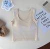 Colete de veludo escovado de algodão Ram 9072# colete de gola quadrada de veludo fino com ajuste fino feminino, colete para uso externo adequado para todas as peles