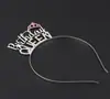 Nova Coroa de Aniversário com Letras Criativas Liga de Zinco Diamante Faixa de Cabeça de Aniversário Acessórios para Vestido de Festa de Aniversário de Princesa Adereços de Cabeça
