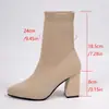 Botines elásticos de punto para mujer, colección otoño/invierno 2026, botines individuales, estilo europeo y americano, punta fina, tacón grueso, tacones altos, tallas grandes, botines Martin