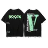 Camiseta de Verano Clásica de Manga Corta para Hombre Vlone Fog Mosaico Estampado Reflectante Marca de Moda V Grande Ajuste Holgado