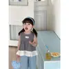 Ropa de Verano para Niñas, Moda Coreana a Cuadros de Muñeca, Conjunto de Mezclilla, Nuevo Conjunto de Dos Piezas para Bebé Niña