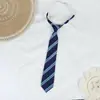 Corbata de Lazo Perezoso Rayada Roja y Dorada, No Necesita Atarse, Corbata Estilo Uniforme Escolar Japonés para Mujeres, Foto de Graduación, Corbata de Uniforme Académico Marrón para Hombre
