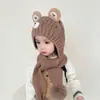 Gorro y Bufanda Integrados para Niños Gorro Engrosado a Prueba de Frío Gorro de Lana Tipo Suéter Gorro Cálido de Invierno con Protección para las Orejas Gorro de Lana Tejida para Bebé