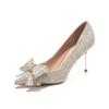 6681-66 Lantejoulas de Cristal Laço Sapatos de Casamento Sapatos de Madrinha Mago Mestra Vestido de Casamento Banquete Princesa Coringa Salto Alto