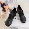 YsshadiR2026 nuevo modelo de otoño tacón grueso suela blanda piel de vaca de capa superior zapatos sin cordones de corte profundo zapatos planos retro hechos a mano de mamá