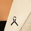 Broche de Fita Rosa com Gotejamento de Óleo Preto Emblema de Liga Metálica Logo de Publicidade de Bem-Estar Público para Cuidados com o Peito Acessórios de Logo