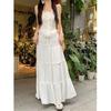 Traje Estilo Suave Camisola de Renda Doce e Picante Vestido Longo de Fada Feminino Verão Saia Branca Conjunto de Duas Peças