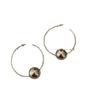 Pendientes de bola circular grande chapados en oro de 18 quilates con estilo europeo y americano, estilo hip hop, con personalidad exagerada, con aguja de plata para mujer