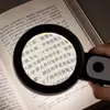 Lupa de mão com 18 luzes, superfície de espelho grande, adequada para idosos lerem, para reparos, alta definição, alta ampliação, para crianças, uso externo