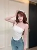 5679 # Nuevo estilo de camisola ajustada para mujer con inserciones de malla de rayón, diseño estampado en caliente y copas incorporadas