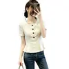 Blusa Elegante e Jovem para Mulheres Plus Size, Estilo Leve de Luxo, Manga Curta, Nova Coleção Verão 2026, Moda Única com Botões
