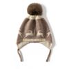 Gorro de cachemira de punto para mujer, gorro de cachemira color cervatillo jacquard, cálido para invierno, para niños y niñas, gorro de lana con aguja, bola de pelo y cordón ajustable.