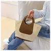 2026 Nuevo Bolso de Paja Retro Color-Blocking de Verano, Bolso Tejido de Gran Capacidad, Bolso Tote de Hombro Simple y Elegante