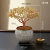 Cuenco del tesoro de grava de cristal natural, árbol de cristal con base de cerámica, árbol de la fortuna de cristal amarillo, decoración de la fortuna para la entrada del vestíbulo de la sala de estar