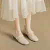 Sapatos que Aumentam a Altura para Mulheres Baixas 6cm Estilo Novo de Primavera e Outono com Salto Grosso, Design Slip-On Baixo, Estilo Delicado para Combinar com Saias