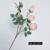 Flor Artificial Rosa Montaña Nevada Borde Tostado Artificial de Gama Alta Decoración Fotografía Paisajismo Bodas Hogar Rosa de 4 Cabezas Flor Artificial Venta al por Mayor