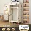 Guarda-roupa simples para uso doméstico no quarto, guarda-roupa de tecido montável com estrutura totalmente em aço, espessado e reforçado, adequado para armazenamento em moradias alugadas