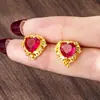 Pendientes de Amor con Incrustaciones de Diamantes de Diseño Transfronterizo para Mujer Pendientes de Encaje de Oro de Arena Vietnamita en Forma de Corazón Joyería de Lujo Ligero Duradera