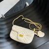 Bolsa Transversal Versátil Ins para Mulheres, Nova Tendência Verão 2026 Bolsa Acolchoada com Corrente, Bolsa Quadrada Pequena Estilo Chanel, Bolsa Pequena de Ombro Único