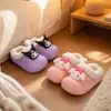 Pantuflas de Algodón para Niñas EVA Infantiles de Interior para el Hogar Impermeables Antideslizantes Dibujos Animados Con Felpa Cálida Pantuflas de Algodón Otoño e Invierno