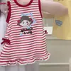 Chaleco de Verano para Niña Vestido de Princesa, Vestido Elegante y Dulce con Lazo para Niña Pequeña, Vestido Informal Rayado para Bebé