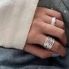 Anillo de Cruz Multicapa de Plata de Ley 925 Europea y Americana para Mujer Ins Anillo de Diseño Personalizado Envolvente Anillo Abierto para Dedo Anillo para Dedo de Comida Nuevo Estilo