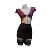 Lingerie profundamente sedutora, uniforme de secretária/professora de puro desejo, roupa bodycon sexy justa, terno roxo slim-fit para senhora madura