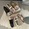Elegantes Zapatos Mary Jane para Mujer con Exquisito Diseño de Una Correa, Decoración Floral Estilo Hada, Zapatos de Una Sola Hebilla Antideslizantes de Boca Baja para Primavera