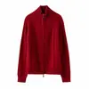 Nuevo Suéter de Cachemira para Mujer Otoño e Invierno 2026 100% Cachemira Pura Chaqueta Gruesa de Color Sólido con Cremallera Cárdigan de Punto Cálido