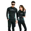 Roupa de Mergulho Casal Dividida Roupa de Banho para Snorkel Feminina Conservadora Emagrecedora Manga Longa Roupa de Surfe para Água-viva