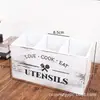 Caja de Almacenamiento para Cubiertos y Utensilios de Cocina Plegables Transfronterizos, Caja de Madera para Almacenamiento y Organización de Utensilios de Cocina de Escritorio y Montaje en Pared