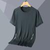 Camiseta de Manga Corta de Seda de Hielo para Hombre Verano Delgada Casual Deportes Fitness Entrenamiento Versátil Sudadera Holgada Ropa de Secado Rápido