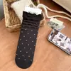 Calcetines de punto de lunares con lazo para otoño e invierno para mujer, calcetines apilados de encaje estilo coreano ins, calcetines versátiles, venta al por mayor desde Zhuji