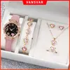 Nuevo Modelo Popular Reloj de Cuarzo para Mujer con Esfera Incrustada de Diamantes, Correa de Piel Sintética y Set de Pulsera, Disponible para Venta al por Mayor y Dropshipping
