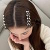 Pasador de Pelo de Cuero con Lazo, Perlas Plateadas y Pedrería, Estilo Nuevo, Exquisito, Versátil, Pinza Bb, Parte Trasera de la Cabeza, Pinza Lateral, Accesorios para el Cabello, Estilo Nuevo para Mujeres
