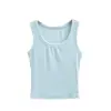 Camiseta de tirantes básica de cuello redondo para mujer, verano elástica ajustada casual sin mangas chica caliente camisola base