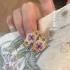 Anel Vazado Trevo de Quatro Folhas em Forma de Coração, Prata Pura 9999 com Detalhes em Ouro, Nicho, Fresco, Exquisito, Sofisticado, Presente Auspicioso para Feriado