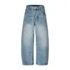 FEE THE END vaqueros básicos de moda estilo callejero americano para hombre, corte recto holgado, lavado azul hielo, modelo K190