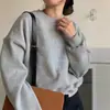 Sudadera con estampado de letras estilo coreano para mujer, forrada de polar y engrosada, chaqueta superior casual holgada de gran tamaño para primavera