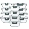 Recipiente Transparente Resistente ao Calor para Armazenamento de Alimentos Transfronteiriço, Marmita Retangular de Vidro Borossilicato Alto de Grau Alimentício, Amazon