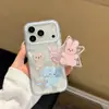 Funda Soporte Simple Pintada a Mano de Oso, Elefante y Conejo para Apple 17 Pro Max, Adecuada para 18 Pro y 16 Pro, Diseño de Doble Capa