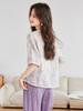 [Personalizado] Camisa de Ramio Bordada Pesada para Mujer, Nuevo Estilo de Verano, Elegante Estilo Nacional, Camisa Fina de Manga Tres Cuartos