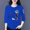 Comercio exterior transfronterizo ropa de maternidad, camiseta de manga tres cuartos para mujeres de mediana edad y mayores, top base versátil casual holgado