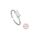 Anillo Abierto Cuadrado de Diamante de Plata de Ley S925 Anillo Europa y América Venta Caliente Moda ins Simple Creativo Anillo Abierto