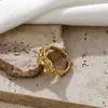 Anillo Abierto Bañado en Oro de 18K, Anillo Simple de Alto Nivel Estilo Ins, Anillo Geométrico Retro Entrega Directa de Fábrica por Lote