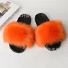 Pantuflas de Piel de Zorro Conjunto de Mujer Verano Popular en Internet Sandalias Planas de Piel Ins Pantuflas de Suela Suave Moda Europea y Americana
